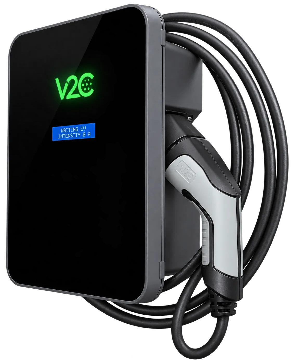 Cargador V2C Trydan de 7,4 kW con cable y pantalla frontal